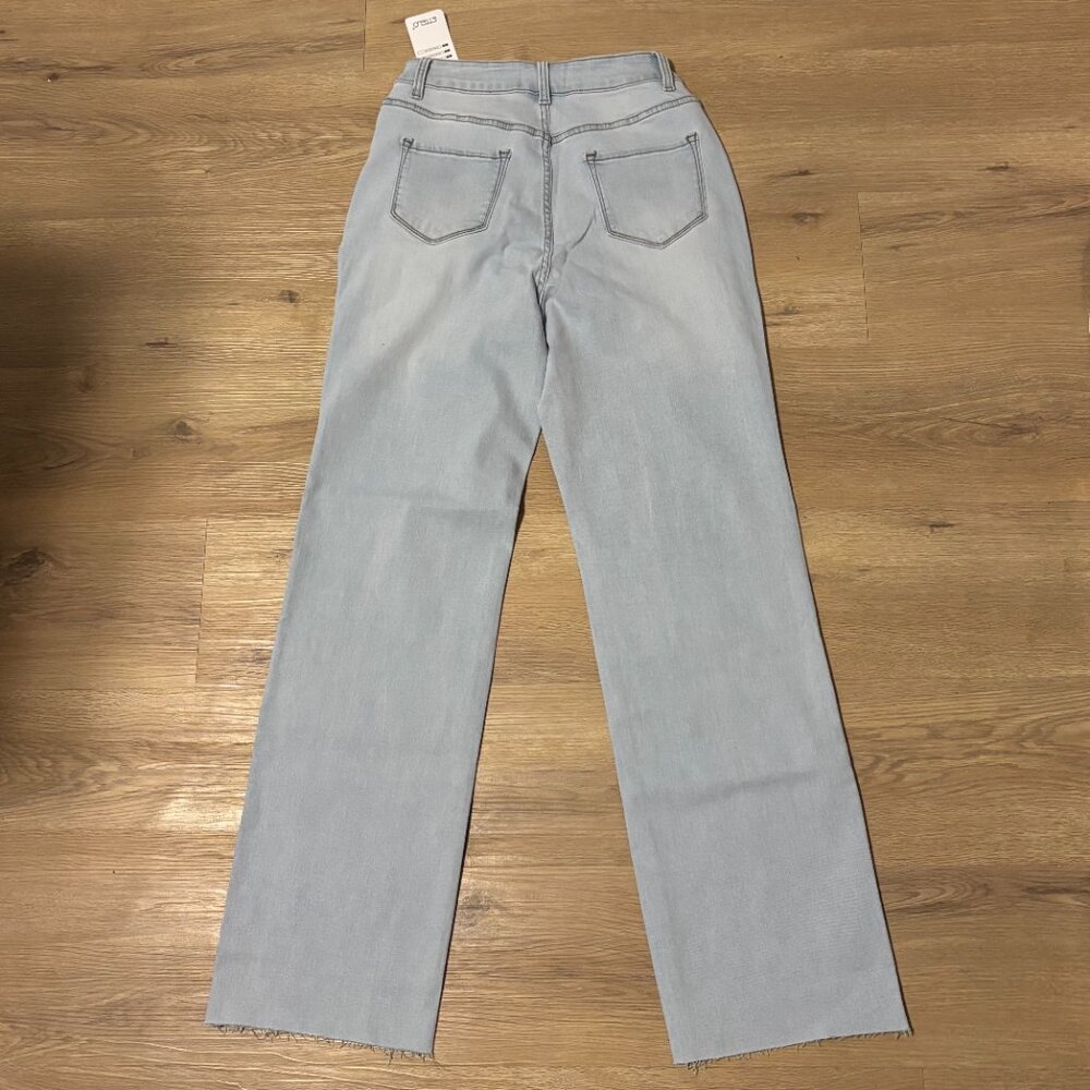 ETTELO Light Blue High Rise Straight Leg Jeans (04) - Picture 3 of 11
